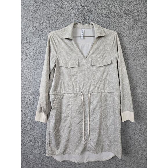 Athleta Long Sleeve Mini Lightweight Snake Print Zuma Shirt Dress Viper Gray S - Picture 1 of 8
